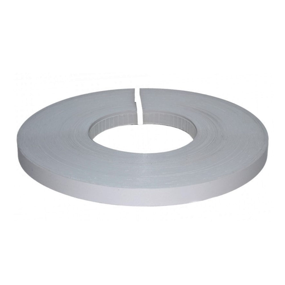 Wilsonart D381-60 Fashion Grey PVC edge banding, 0.018 inch thick, available in widths from 5/8 inch to 1&3/4 inch, solid grey color, suitable for various furniture applications." Product number: D381-60.