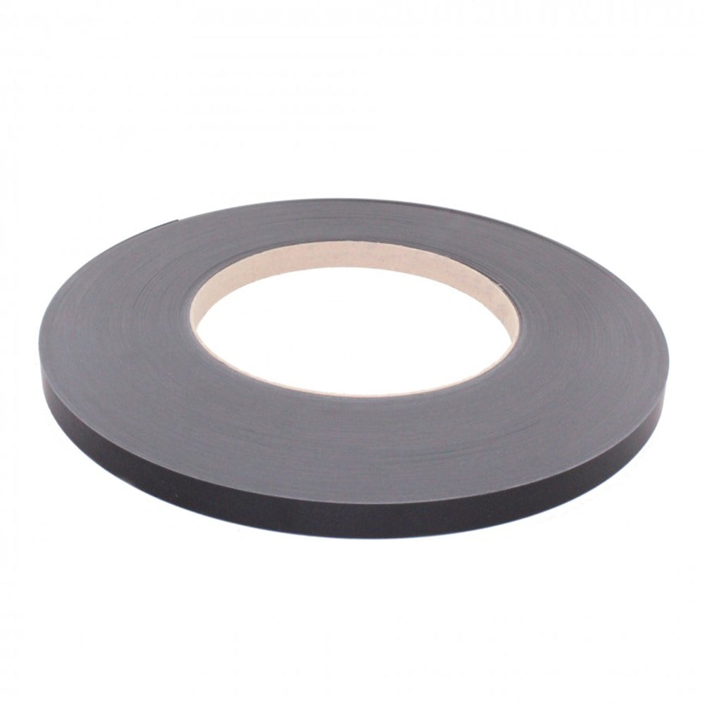 Roll of Black edge banding, color matched to Panelia Camsan Soft Touch Black ST-03 laminate, thickness 0.4mm-1mm, length 492ft-600ft, width 7/8" to 1-5/8